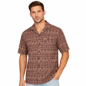 Zara Aztec Print Knit Shirt Mens L Resort Coastal Button Up Tribal FestivalAztec